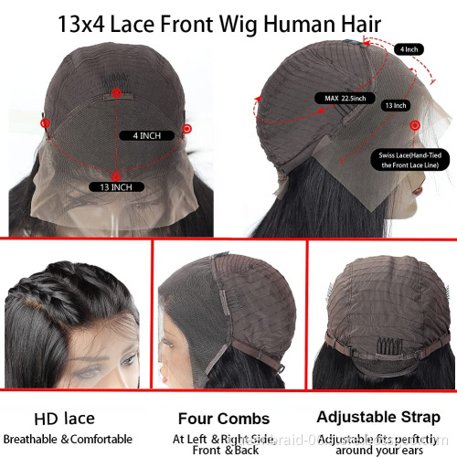 Body wave Lace Front Human Hair Wig Brazilian Virgin Human Hair 13X4 Lace Frontal Wig Pre Plucked With Baby Hair Natural Black